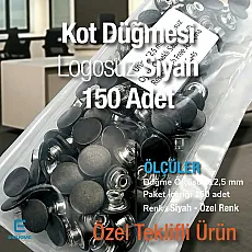 Kot Düğmesi 12,5 mm Oynar çanaklı Metalik Siyah 150 Adet/Paket KD0012503PROMO