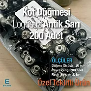 Kot Düğmesi 15 mm Oynar Çanaklı Koyu Antik Sarı 200 Adet/Paket KD001502PROMO