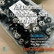 Kot Düğmesi 15 mm Oynar Çanaklı Koyu Antik Sarı 200 Adet/Paket KD001502PROMO