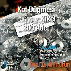 Kot Düğmesi 17 mm Logosuz İçe Konik Delikli 300 Adet/Paket KD001701PROMO