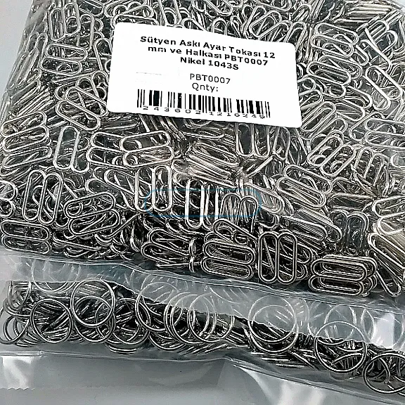 12 mm  Sütyen Askı Ayar Tokası ve Halkası Free Nikel 500 ad/Paket PBT0007PROMO