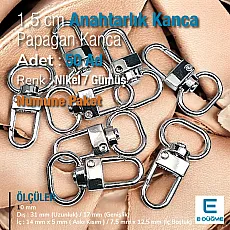 Papağan Kanca 1,5 cm Anahtarlık Kanca Nikel  Renk 50 Adet /Paket A 546 PROMO2