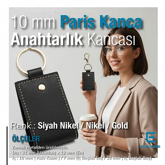 10 mm Anahtarlık Kancası - Paris Kanca Yaylı Döner Kancalar - Papağan Kanca (100 Adet/Paket) S1351
