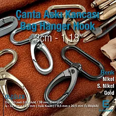 3 cm Yaylı Döner Kanca - Çanta Askı Kancası - Akrep Kanca Özel Kaplama Renk S1759