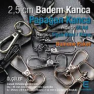 Papağan Kanca - 25 mm Badem Kanca - Yaylı Döner Kanca (100 Adet/Paket) S24699