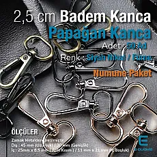 Papağan Kanca - 25 mm Badem Kanca - Yaylı Döner Kanca (100 Adet/Paket) S24699