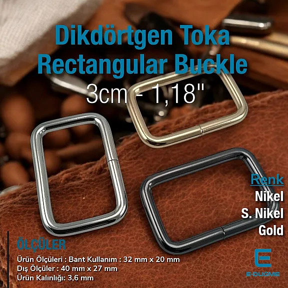 3 cm 1.2" Metal Rectangular Buckle - Frame Buckle Special Plating S 1220