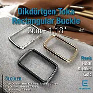 3 cm Metal Dikdörtgen Toka - Çerçeve Toka Özel Kaplama S 1220