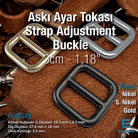 2 cm Kare Ayar Tokası Özel Metal Kaplama Renk - Tasma Ayar Tokası S 1955