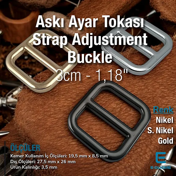 2 cm Kare Ayar Tokası Özel Metal Kaplama Renk - Tasma Ayar Tokası S 1955