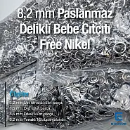 8 mm Klikıt Çıtçıt - Bebe Çıt Çıtı 1000 Adet Paslanmaz ERBCLK0008P