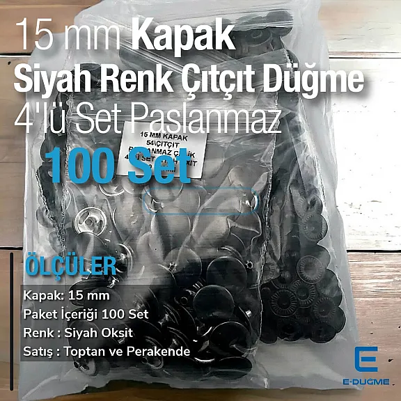 Çıtçıt Düğme 15 mm Paslanmaz 100 adet/Pk  C00016PPK