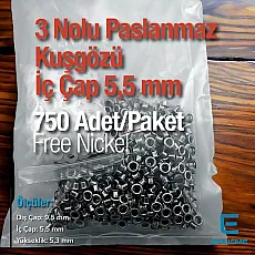 Stainless Eyelet 7/32" Inner Diameter 5.5 mm 1000 Pcs/Pack ER0003PPK