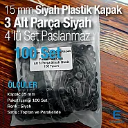 15 mm Plastik Çıtçıt Paslanmaz Alt Parça Takım 100 adet/pkt ERC0015PLPPK