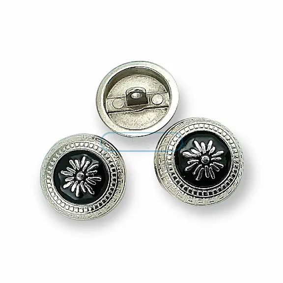 Mineli Düğme 21 mm  - 32 boy Bayan Ceket Düğmesi Çiçekli  İşlemeli Ayaklı Düğme E 1055 MN