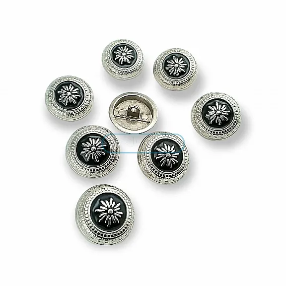 Mineli Düğme 21 mm  - 32 boy Bayan Ceket Düğmesi Çiçekli  İşlemeli Ayaklı Düğme E 1055 MN