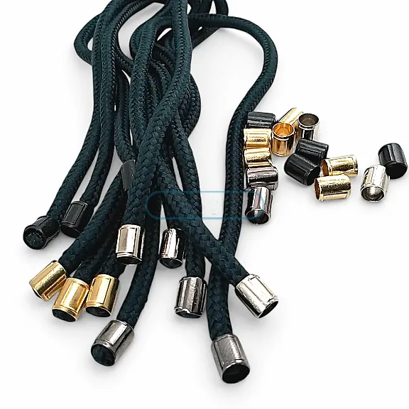 Metal Bağ Ucu 4 mm Kordon Girişli Küçük Silindir Model - Desenli Ve Estetik Tasarımlı E 2253