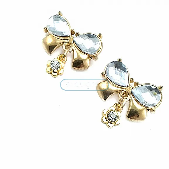 Double Stone Stylish Gold Color Metal Brooch BRS0027