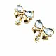 Double Stone Stylish Gold Color Metal Brooch BRS0027