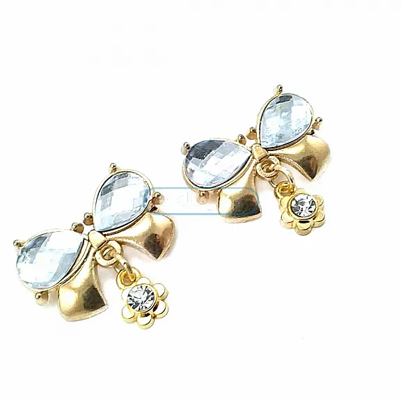 Double Stone Stylish Gold Color Metal Brooch BRS0027