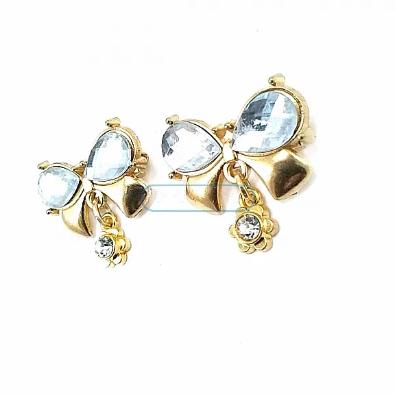 Double Stone Stylish Gold Color Metal Brooch BRS0027