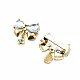 Double Stone Stylish Gold Color Metal Brooch BRS0027