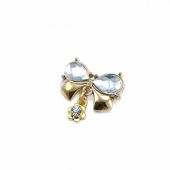 Double Stone Stylish Gold Color Metal Brooch BRS0027