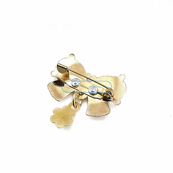 Double Stone Stylish Gold Color Metal Brooch BRS0027