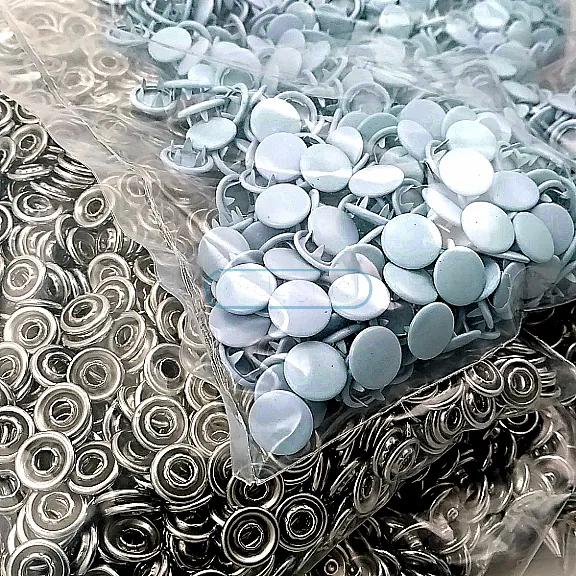 Baby Snap Fastener with Cover 9.5mm - 3/8" Pastel Blue Painted Stainless 250 Pcs/Pack C0014PromoPBlue