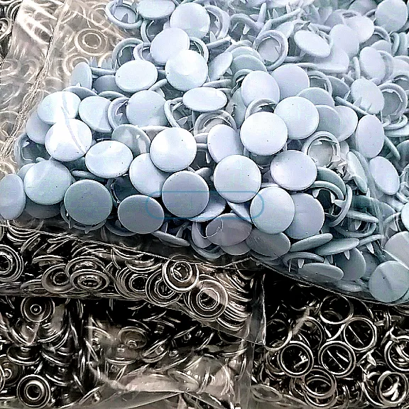 Baby Snap Fastener with Cover 9.5mm - 3/8" Pastel Blue Painted Stainless 250 Pcs/Pack C0014PromoPBlue