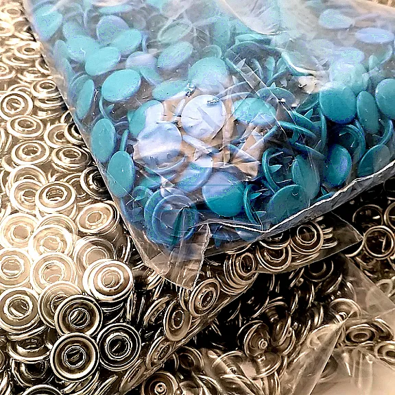 Baby Snap Fastener with Cover 9.5mm - 3/8" Saxe Blue Painted Stainless Steel 250 Pieces/Pack C0014PromoS Blue