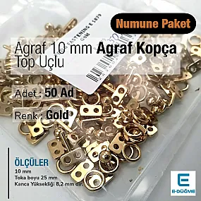 Agraf Kopça 10 mm 50 Adet Top Uçlu Numune Paketi E 1879 PROMO