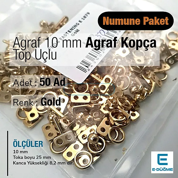 Hook and Eye Loop 10 mm 50 Pieces Ball Stud Sample Package E 1879 PROMO