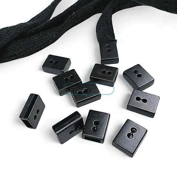 Cord End Sew-On - Cube Shape Matte Black 50 pcxs/Packet Entry 7.5 mm - 0,27" PROMOART0034