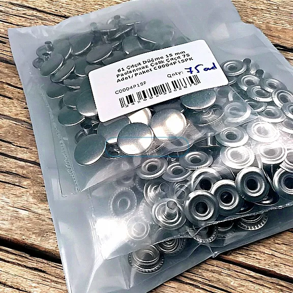 61 Snap Fasteners 15 mm Stainless Steel Snap Fastener 75 Pcs/Pack C0004P15PK