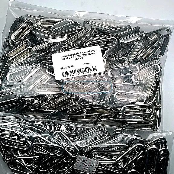 Oval Eyelet 3 cm - 1,18" Brass 100 Pieces / Pack Nickel Plating EROV0030PRPromo