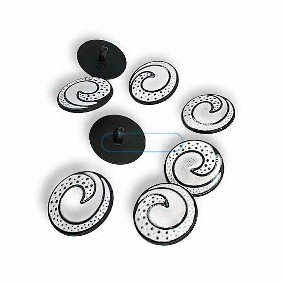 22 mm - 34 boy Mineli Ceket ve Hırka Düğmesi Siyah Beyaz Mineli Düğmesi E 1679 SB