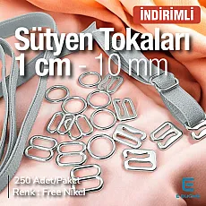 Sütyen Aksesuarları 10 mm Askı Ayar Tokası Kancası ve Halkası 250 Ad/Paket CGT003T10Promo