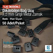 Bağucu Dikme - Küp Dikilebilen Bağucu 50 Adet/Pkaet Mat Siyah Giriş 7,5 mm x 3,5 mm PROMOART0034