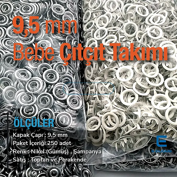 9,5 mm Prong Snaps Fastener Beige Color Baby Snap Buttons 3/8" Stainless 250 Pcs/Pk C0095DPPKBEJ