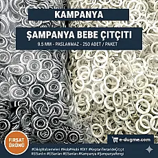 Bebe Çıtçıtı 9,5 mm Şampanya Renk Paslanmaz Delikli Klikıt Çıtçıt 250 Adet/Pk C0095DPPKSmpy